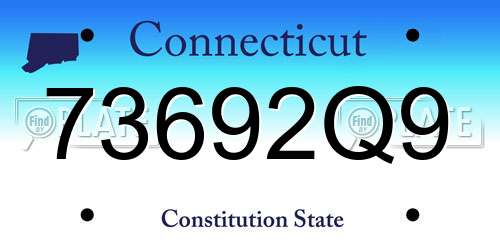 73692Q9 Connecticut License Plate
