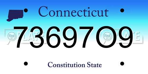 73697O9 Connecticut License Plate