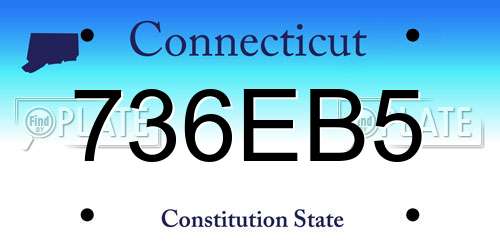 736EB5 Connecticut License Plate