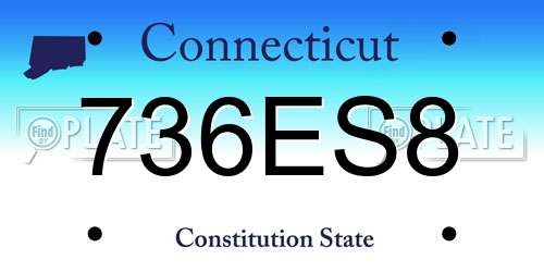 736ES8 Connecticut License Plate