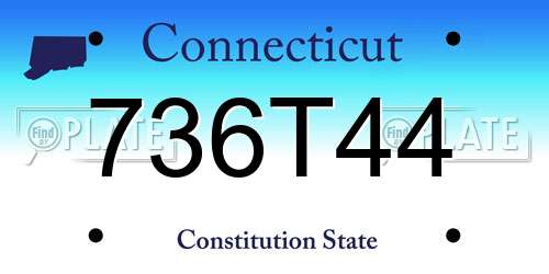 736T44 Connecticut License Plate
