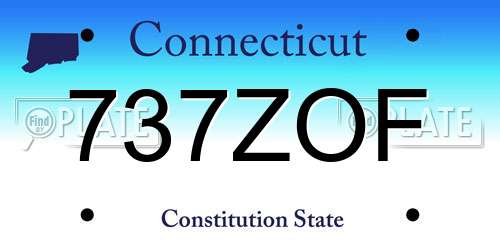 737ZOF Connecticut License Plate