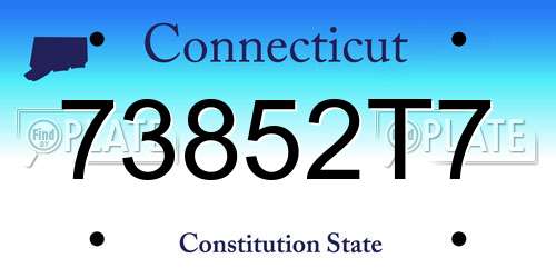 73852T7 Connecticut License Plate