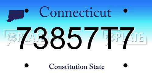 73857T7 Connecticut License Plate