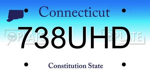 738UHD Connecticut License Plate