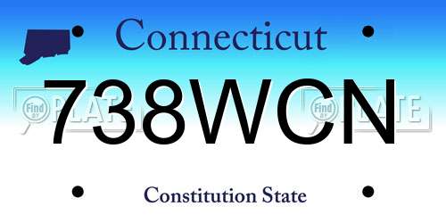 738WCN Connecticut License Plate