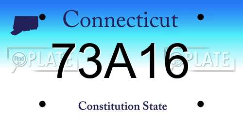73A16 Connecticut License Plate