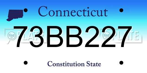 73BB227 Connecticut License Plate