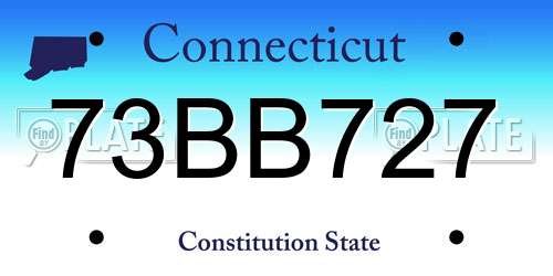 73BB727 Connecticut License Plate