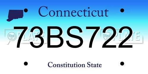 73BS722 Connecticut License Plate