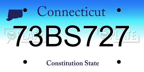 73BS727 Connecticut License Plate