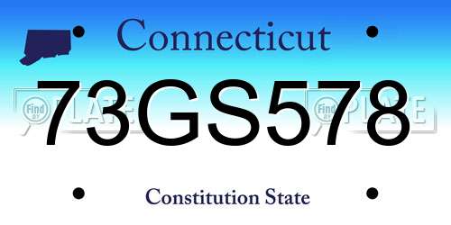 73GS578 Connecticut License Plate