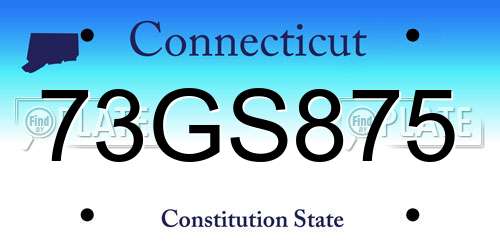 73GS875 Connecticut License Plate