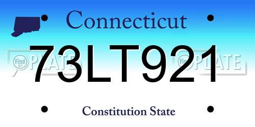73LT921 Connecticut License Plate