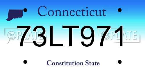 73LT971 Connecticut License Plate