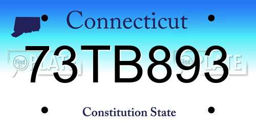 73TB893 Connecticut License Plate