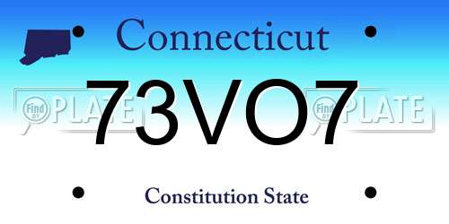 73VO7 Connecticut License Plate