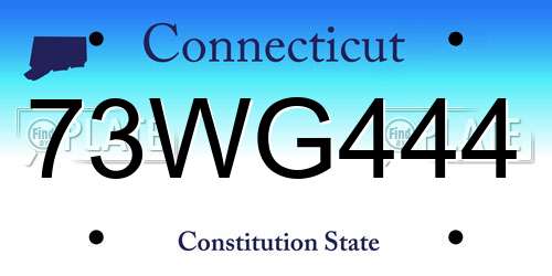 73WG444 Connecticut License Plate