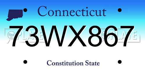 73WX867 Connecticut License Plate