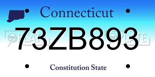 73ZB893 Connecticut License Plate