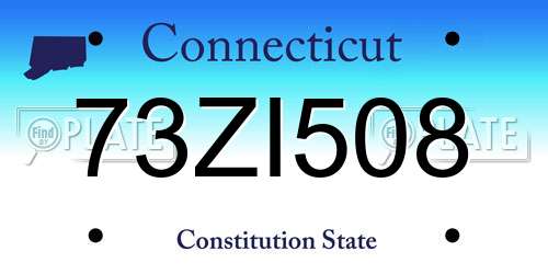 73ZI508 Connecticut License Plate
