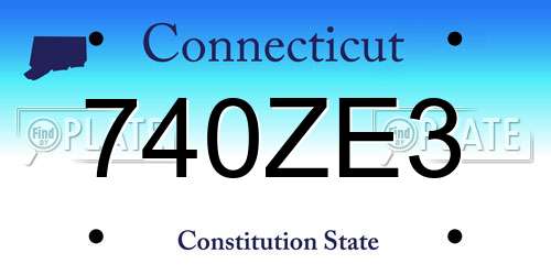 740ZE3 Connecticut License Plate