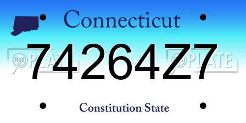74264Z7 Connecticut License Plate