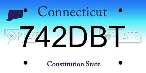 742DBT Connecticut License Plate