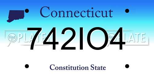 742IO4 Connecticut License Plate