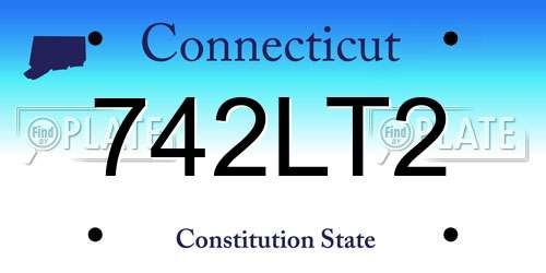 742LT2 Connecticut License Plate