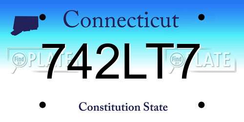 742LT7 Connecticut License Plate
