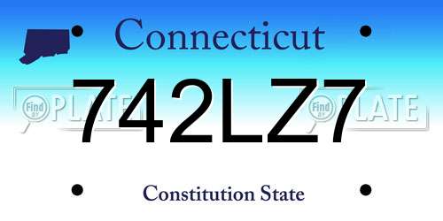 742LZ7 Connecticut License Plate