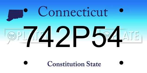 742P54 Connecticut License Plate