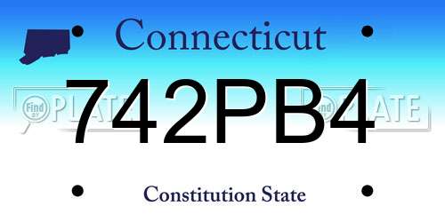 742PB4 Connecticut License Plate