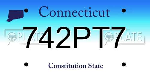 742PT7 Connecticut License Plate