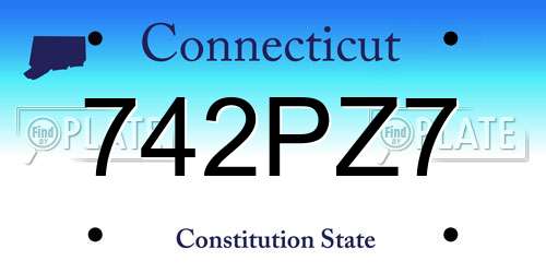 742PZ7 Connecticut License Plate