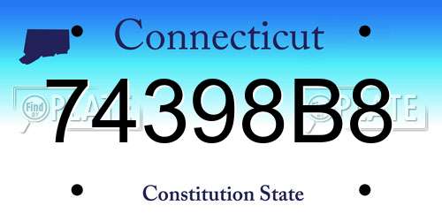 74398B8 Connecticut License Plate