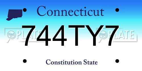 744TY7 Connecticut License Plate