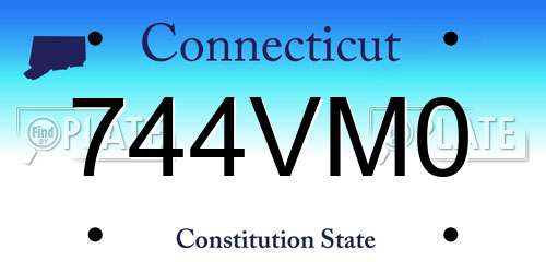744VM0 Connecticut License Plate