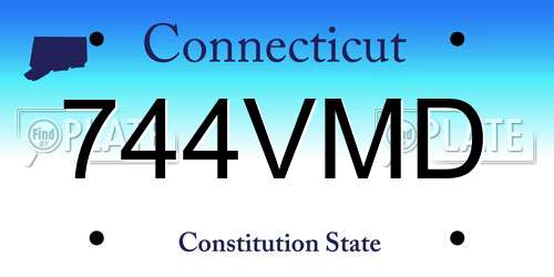 744VMD Connecticut License Plate