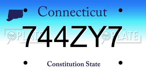 744ZY7 Connecticut License Plate