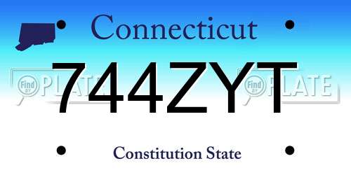 744ZYT Connecticut License Plate