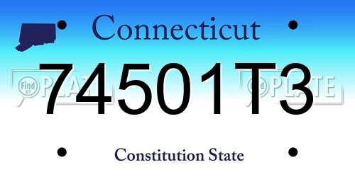 74501T3 Connecticut License Plate