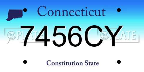 7456CY Connecticut License Plate