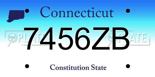 7456ZB Connecticut License Plate
