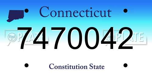 7470042 Connecticut License Plate