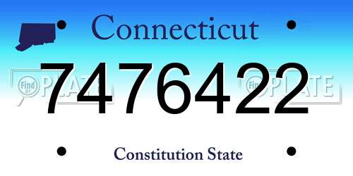 7476422 Connecticut License Plate