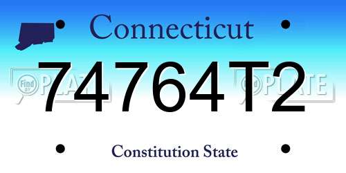 74764T2 Connecticut License Plate