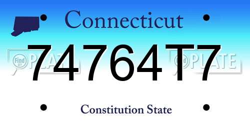74764T7 Connecticut License Plate