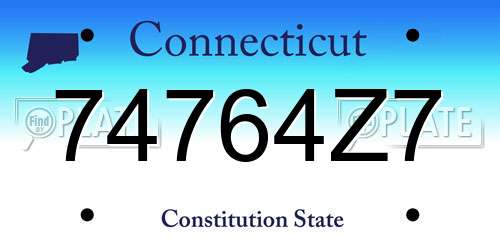 74764Z7 Connecticut License Plate